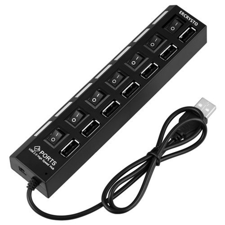 7-Port USB 2.0 Hub with Individual Power Switch and Led Light
